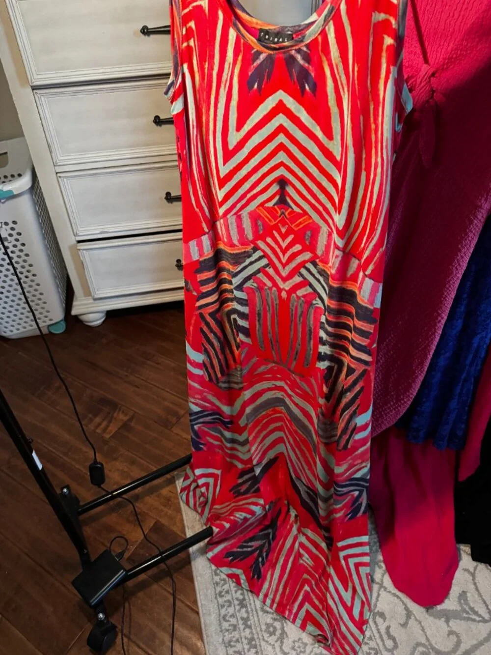 Tribal Red Abstract Print Sleeveless Dress (XL) - Picture 3 of 3